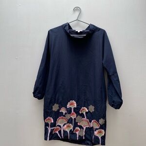 Tsumori Chisato - Navy Bubble Dress with Floral Embroidery